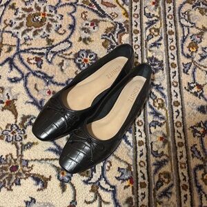 SCHUTZ Black Croc-Embossed Flats